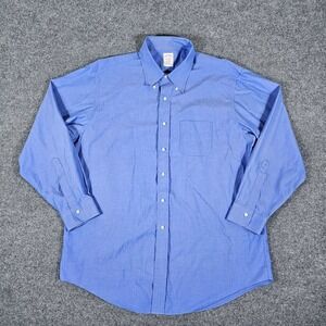 Brooks Brothers Madison Fit Mens 17-35 Blue Button Down Long Sleeve Cotton